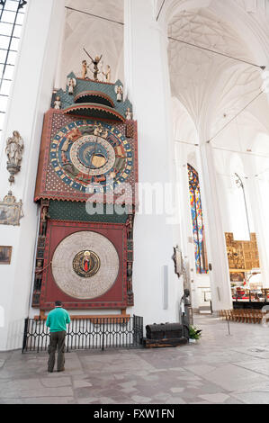 Gdansk complex astronomical clock in St. Marys Church, constructed between 1464-1470, Kosciol Mariacki interior in Poland Stock Photo