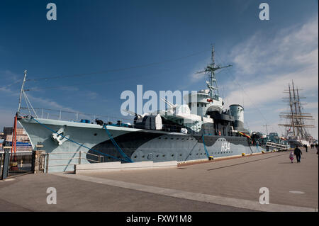 Blyskawica warship museum moored in Gdynia, Poland, Europe, the Baltic Sea, ORP Blyskawica ship at the quayside, exterior view Stock Photo