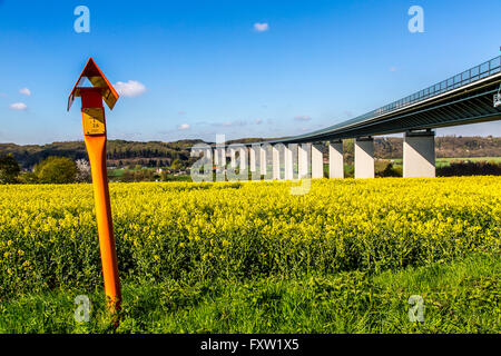 Marker sign of a long distance gas pipeline, Mülheim, Germany Stock Photo