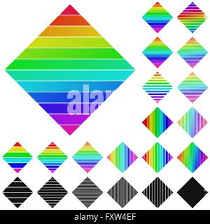 Set of rainbow diagonal square logo designs Stock Vector