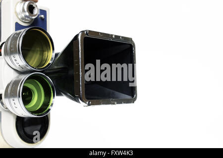 Vintage movie camera with adapter isolated on white Stock Photo