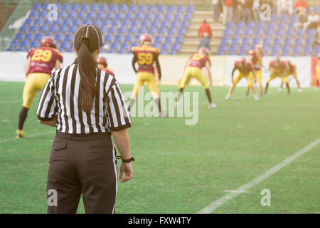 Female Football referee Stock Photo