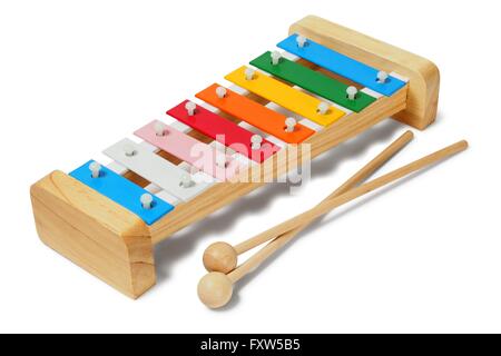 Rainbow xylophone on white background Stock Photo