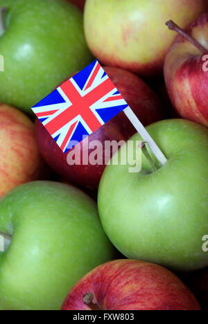 british apples and union jack flag Stock Photo