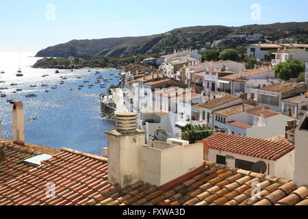 A view of pretty white washed Cadaques, on the Cap de Creus peninsular, in Catalonia, on the Costa Brava, Spain, Europe Stock Photo