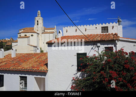 View of pretty white washed Cadaques, on the Cap de Creus, in Catalonia, on the Costa Brava, in Spain, Europe Stock Photo