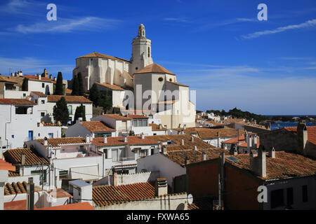 View of pretty white washed Cadaques, on the Cap de Creus, in Catalonia, on the Costa Brava, in Spain, Europe Stock Photo