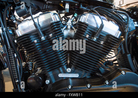 Fragment of a motorcycle Harley-Davidson Forty-Eight, 2016. Stock Photo