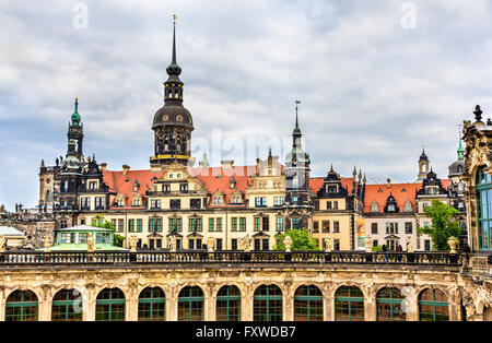 View of Dresden castle from Zwinger Palace Stock Photo