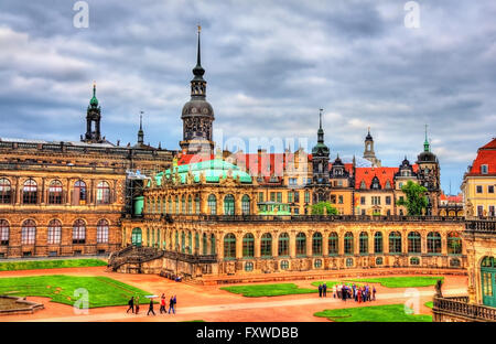 View of Dresden castle from Zwinger Palace Stock Photo