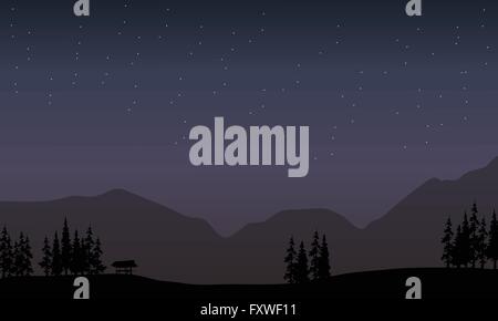 Mountaijn in night scenery Stock Vector