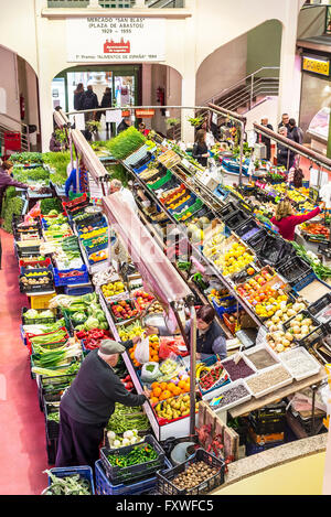 People Shopping vegetables in San Blas Market (Mercado de Abastos) Is the main fresh-produce market in Logroño, La Rioja. Spain. Stock Photo