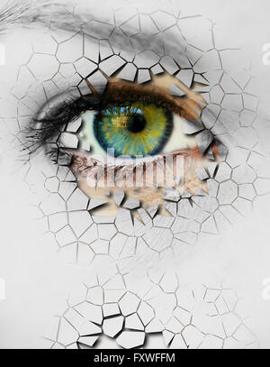 Woman face with cracked surface Stock Photo