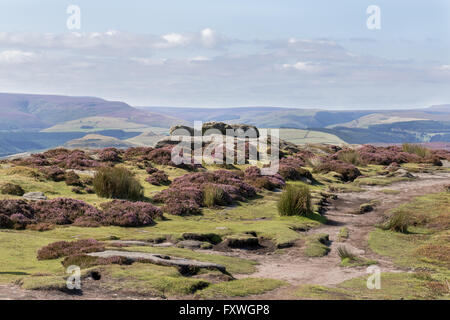 View from Stanage Edge (near High Neb) in the Peak District National Park, Derbyshire, England Stock Photo