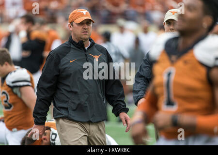 April 16, 2016: Texas Longhorns offensive coordinator Sterlin Gilbert during the Orange and White Spring Game at Darrell K Royal - Texas Memorial Stadium in Austin, TX Tim Warner/CSM. Stock Photo