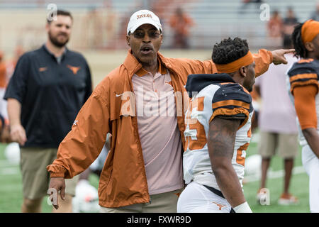 April 16, 2016: Texas Longhorns defensive coordinator Vance Bedford during the Orange and White Spring Game at Darrell K Royal - Texas Memorial Stadium in Austin, TX Tim Warner/CSM. Stock Photo