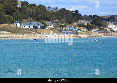View from Padstow across Camel estuary to Rock, North Cornwall, England, UK Stock Photo