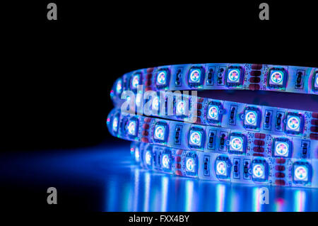 blue LED light strip rgb, close up Stock Photo