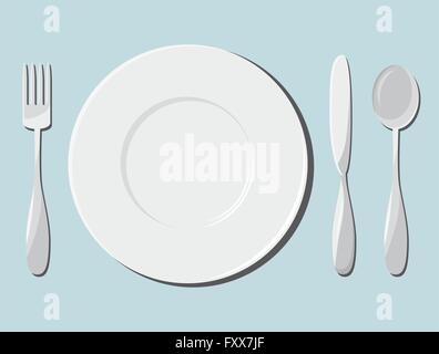 Dishes and cutlery. Vector illustration Stock Vector