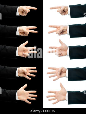 Caucasian hand in a business suit isolated Stock Photo