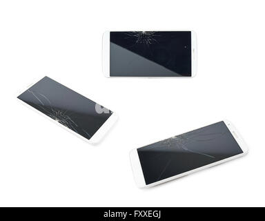 Smart phone with a broken screen Stock Photo
