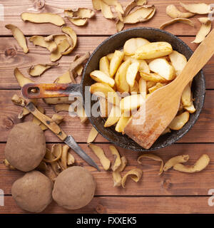 Cooking fried french potatoes composition Stock Photo