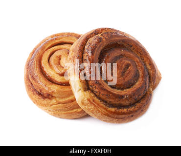 Two cinnamon roll buns isolated Stock Photo
