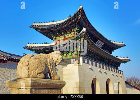 Gwanghwamun Gate at Gyeongbokgung Palace  in Seoul, Korea Stock Photo