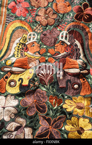 Decorative carpets at the market of Santiago de Atitlan on Guatemala Stock Photo