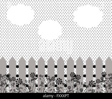 Birds with bubbles speech and garden fence nature Stock Vector