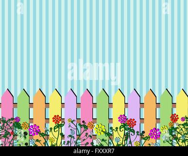 Birds with bubbles speech and garden fence nature Stock Vector