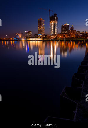 City of Milwaukee Wisconsin at Night vertical composition Stock Photo