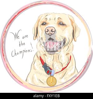 Labrador Retriever Dog Breed Pet Puppy Isolated Head Face Stock Vector ...