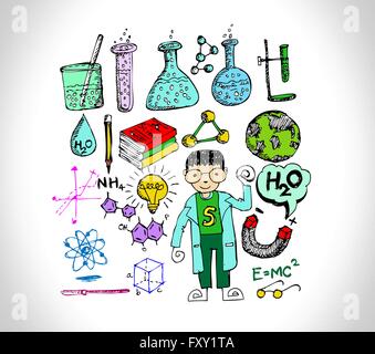 science object in doodle style design Stock Vector