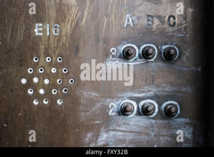 Old rusty intercom Stock Photo