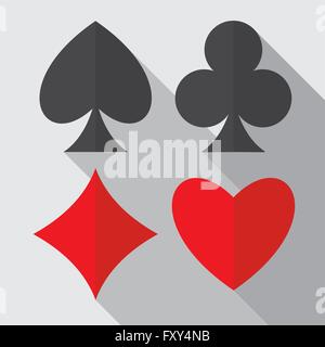 Playing cards suits flat icons Stock Vector