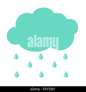 Cloud Flat Icon with Rain Drops. Simple Vector Illustration Stock Vector