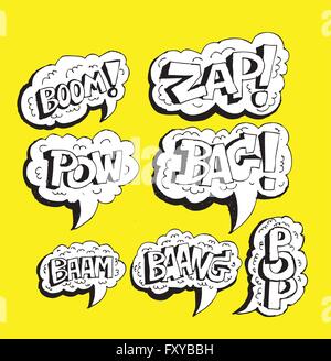 Cartoon text explosions comic bubble Stock Vector