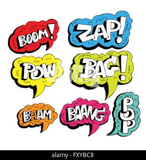Cartoon text explosions comic bubble Stock Vector