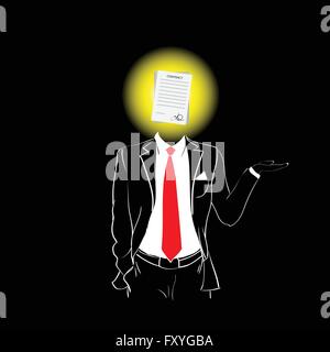 Man Silhouette Suit Red Tie Signed Contract Head Agreement Stock Vector