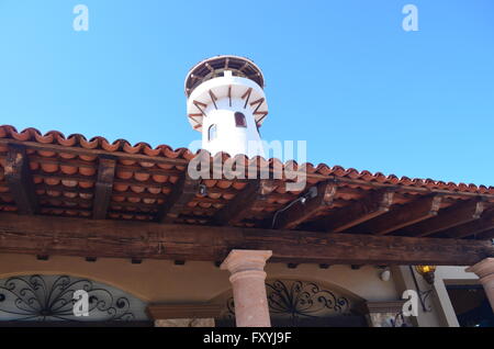 Lighthouse Structure Above Shops at Marina Cabo San Lucas Mexico Stock Photo