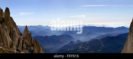 Landscape view from the Pedraforca mountain, near Saldes and Gósol, Catalonia, Spain. Stock Photo