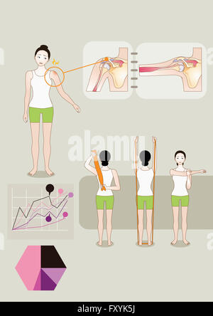 Illustration representing rehabilitation on one's shoulder Stock Photo