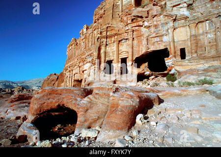 The Corinthian tomb and the Palace tomb which are part the Royal Tombs, Petra, Jordan. Stock Photo