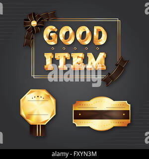 Various design label and badge design in black and gold representing awards Stock Photo