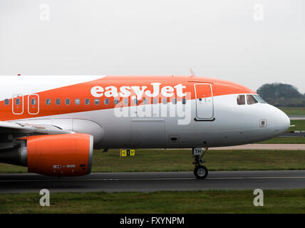 EasyJet Airline Airbus A320-214 Airliner G-EZTH Taxiing at Manchester International Airport England United Kingdom UK Stock Photo
