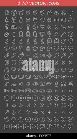 collection of vector icons hand-drawn effect. vector illustration Stock Vector