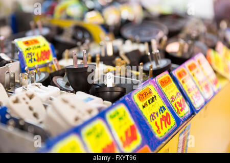 Plugs for sale in Akihabara, Tokyo's electronic district, Japan Stock Photo