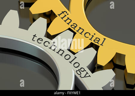 Financial Technology concept on the gearwheels, 3D rendering Stock Photo