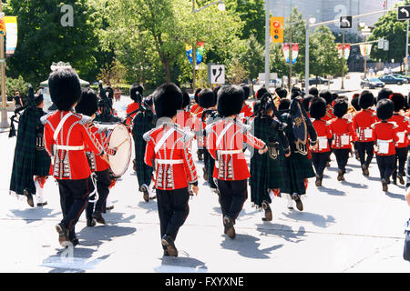 Ottawa, Canada - August 08, 2008: Members of the Canadian Grenadier Guards and Scottish Regiment Guards on parade. Stock Photo